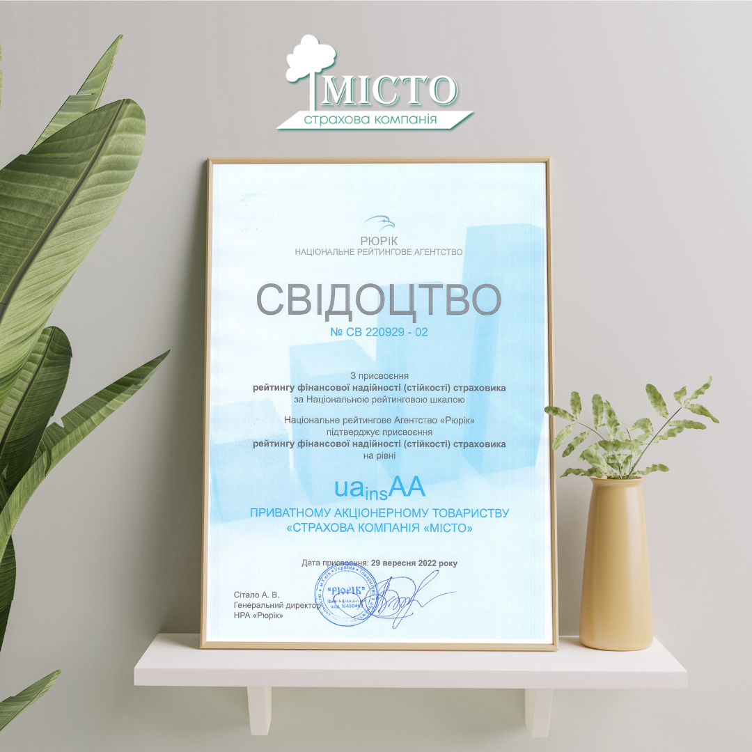 Сертифікат надійності страховика